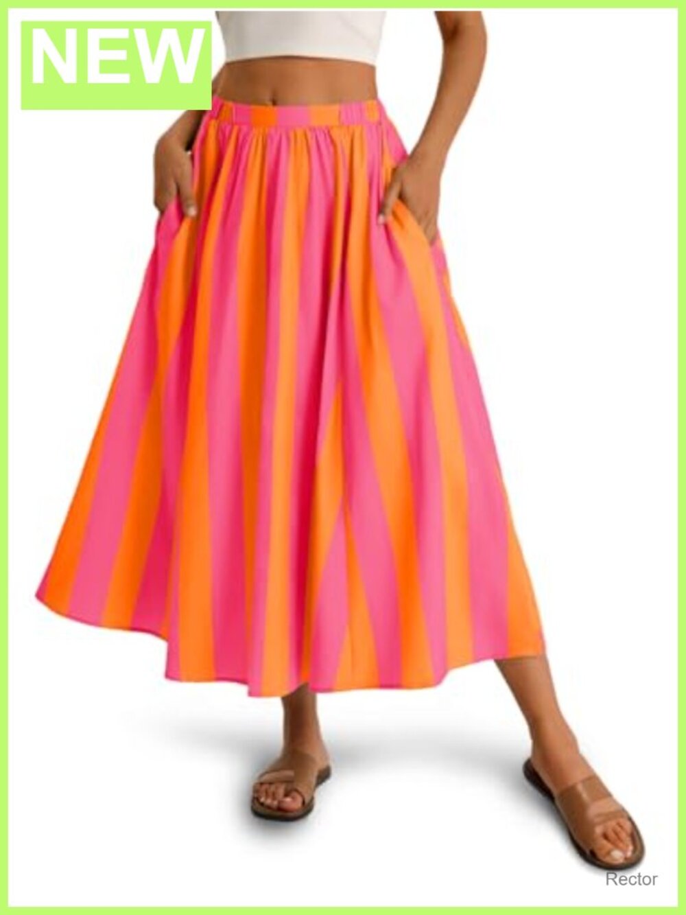 Womens Striped A-Line Maxi Skirt Flowy Boho Beach Vacation Outfit